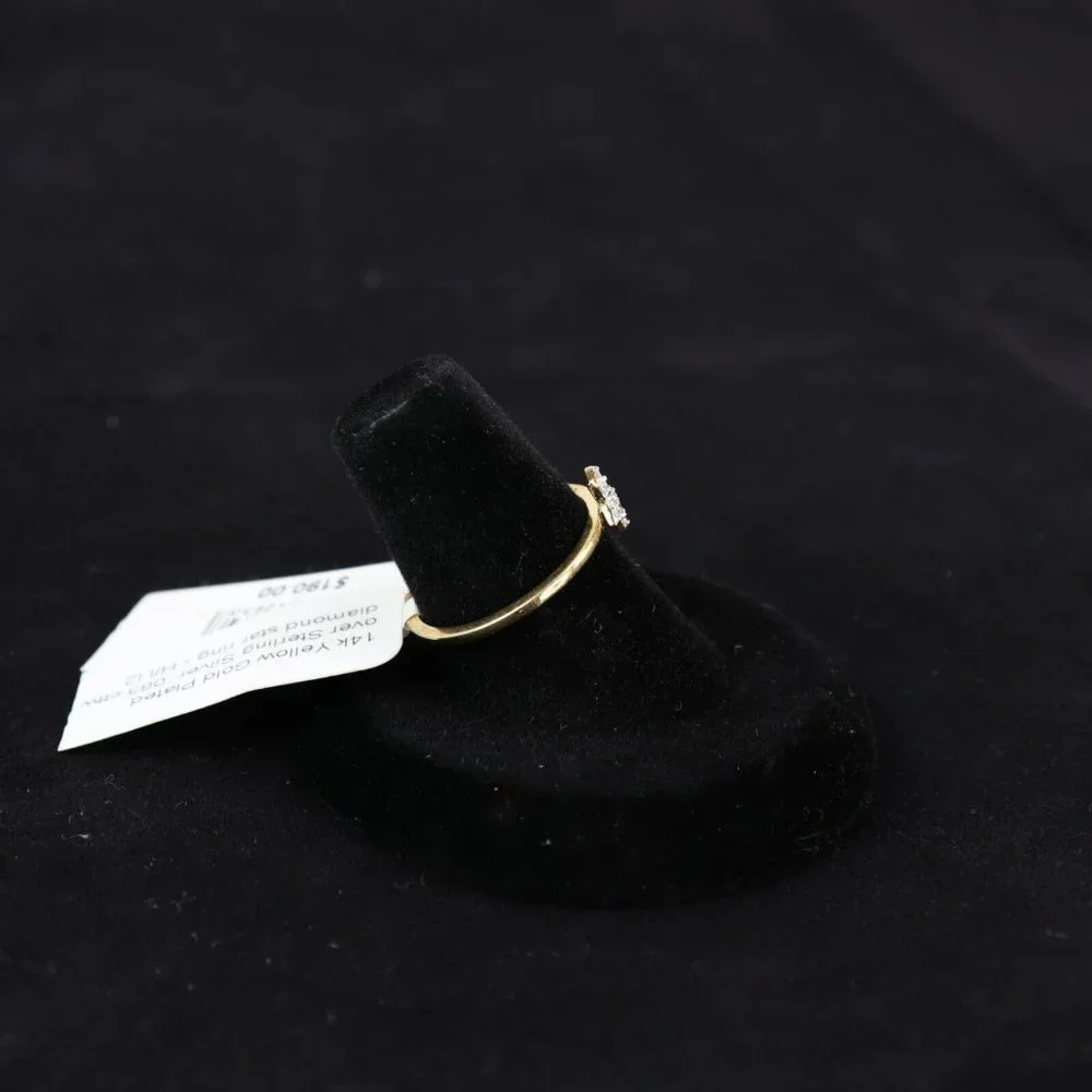 14K Yellow Gold Plated Sterling Silver, Diamond‎ Star, Ring - H/I Size 7